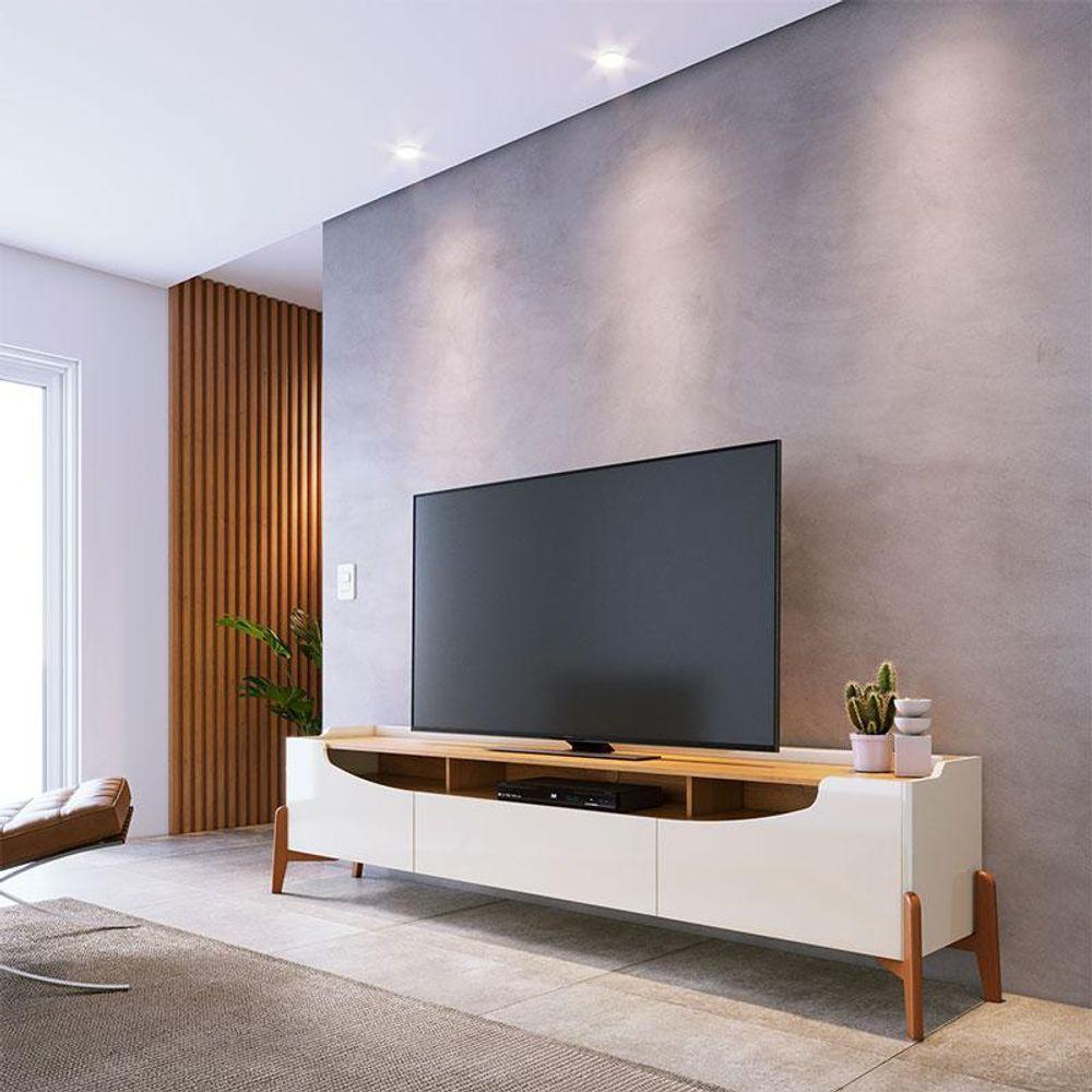 Rack Bancada Para Sala Studio 2.2 Off White Nature - Imcal - 4