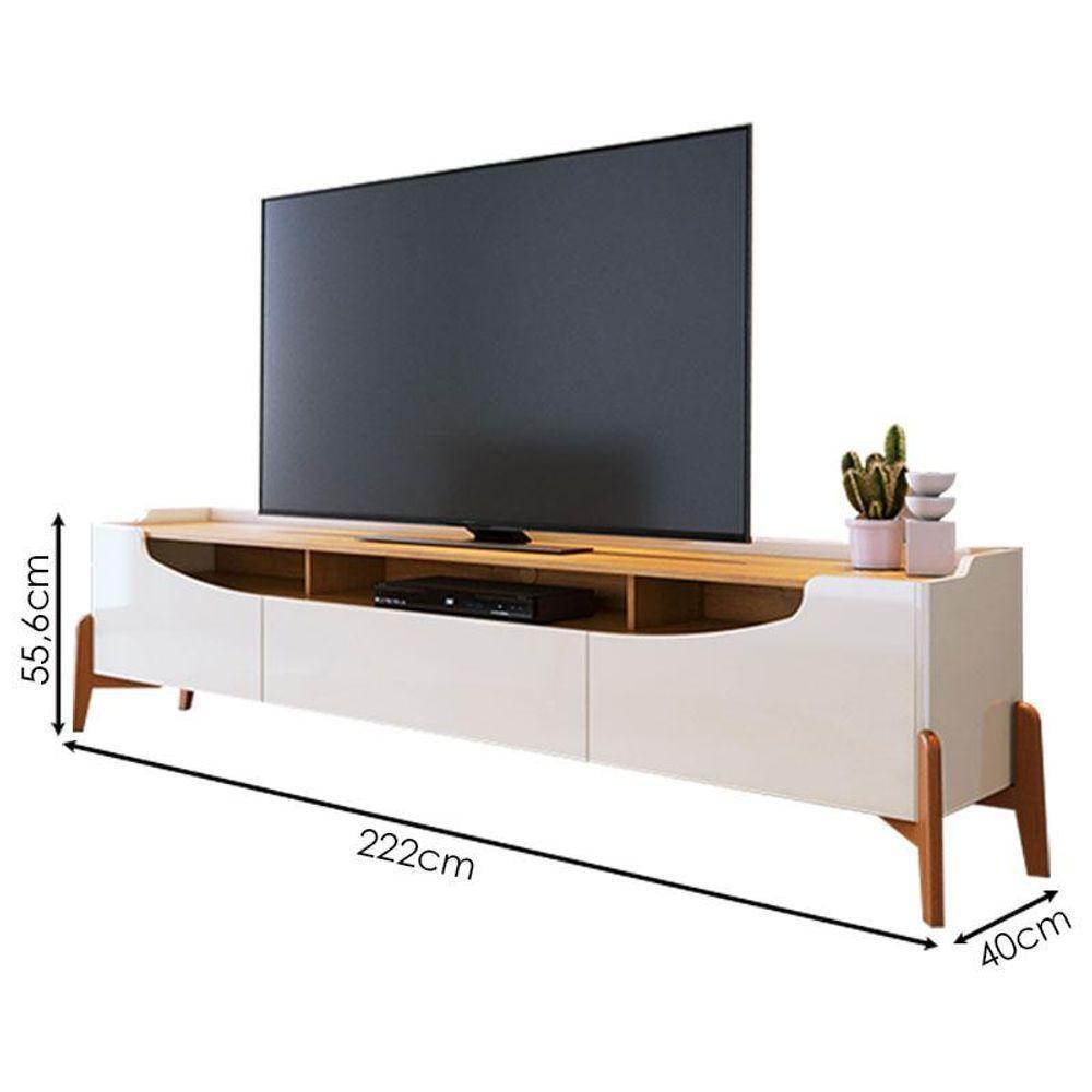 Rack Bancada Ambiente Studio Com Painel Para Tv Loft 2.2 Off White Nature - Imcal - 6