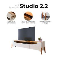 Rack Bancada Ambiente Studio Com Painel Para Tv Loft 2.2 Off White Nature - Imcal - 2