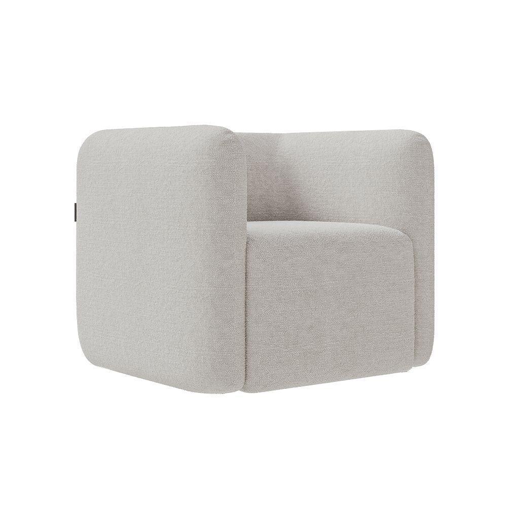 Poltrona Decorativa Sala De Estar Trinidad Base Fixa Bouclê Cinza G33 - Gran Belo - 2