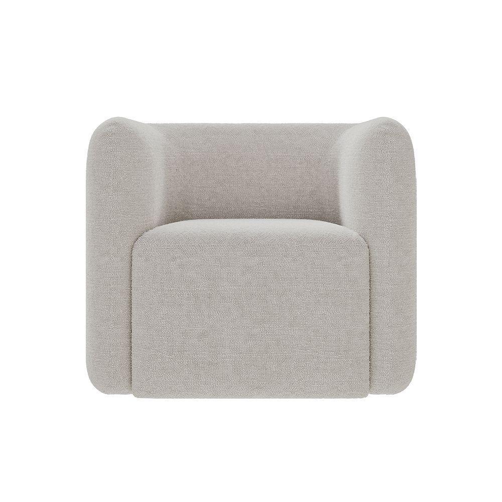 Poltrona Decorativa Sala De Estar Trinidad Base Fixa Bouclê Cinza G33 - Gran Belo - 6