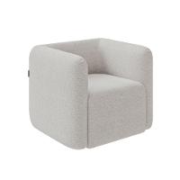 Poltrona Decorativa Sala De Estar Trinidad Base Fixa Bouclê Cinza G33 - Gran Belo - 3