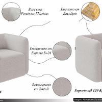 Poltrona Decorativa Sala De Estar Trinidad Base Fixa Bouclê Cinza G33 - Gran Belo - 5