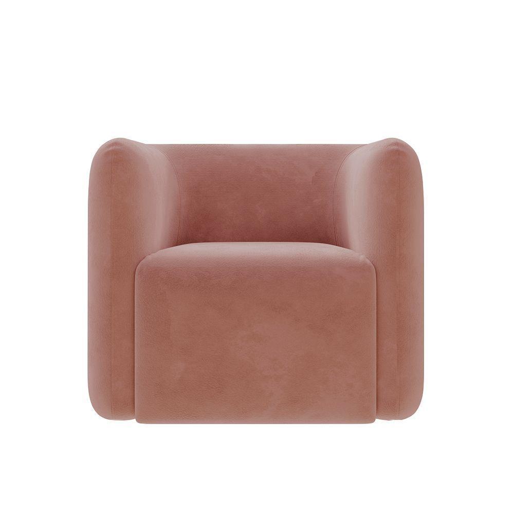 Poltrona Decorativa Sala De Estar Trinidad Base Fixa Veludo Rosê G33 - Gran Belo - 6