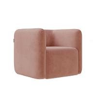 Poltrona Decorativa Sala De Estar Trinidad Base Fixa Veludo Rosê G33 - Gran Belo - 2