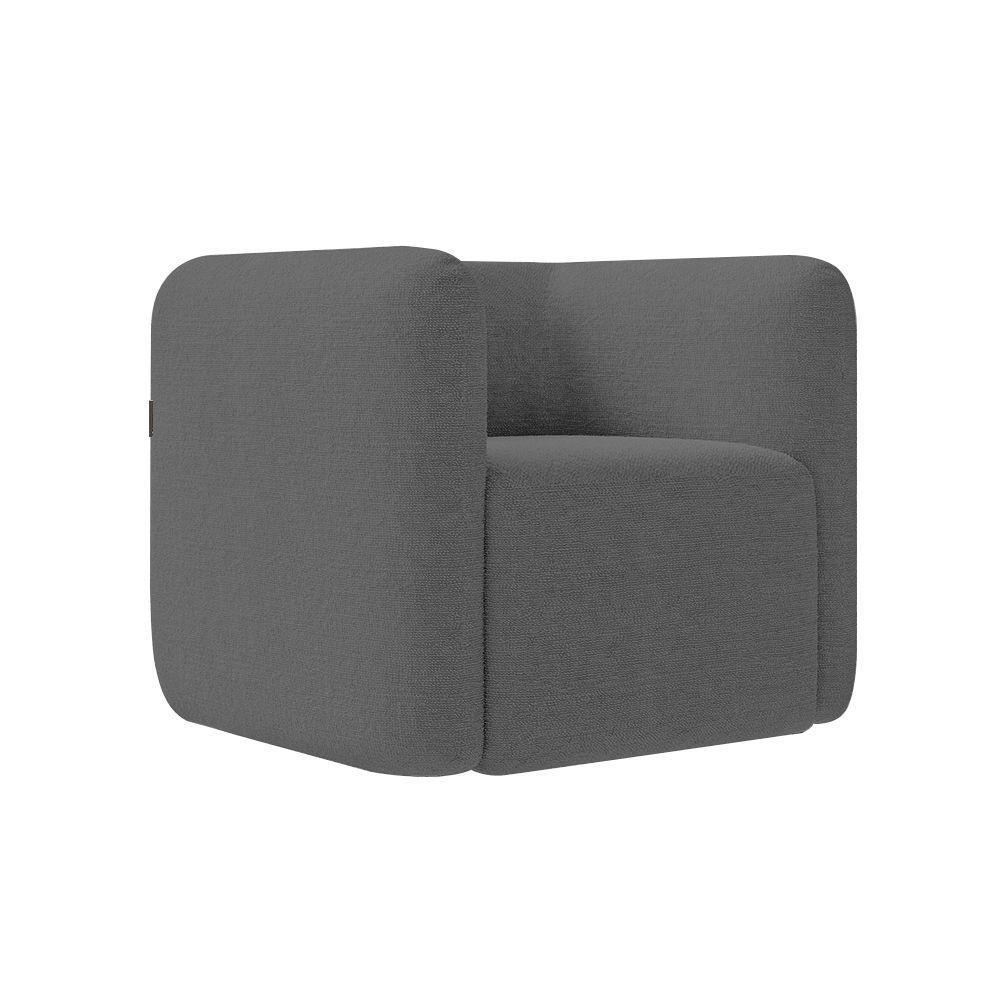 Poltrona Decorativa Sala De Estar Trinidad Base Fixa Bouclê Grafite G33 - Gran Belo - 2