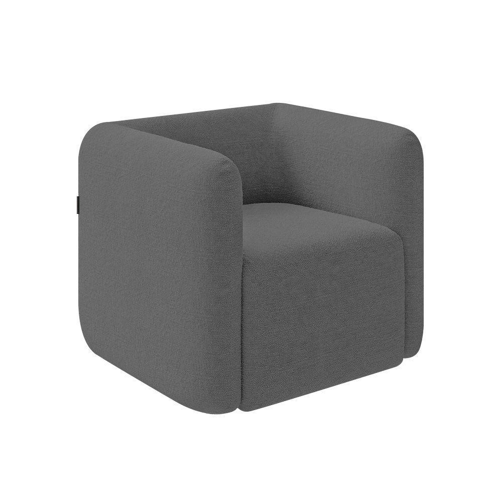 Poltrona Decorativa Sala De Estar Trinidad Base Fixa Bouclê Grafite G33 - Gran Belo - 3