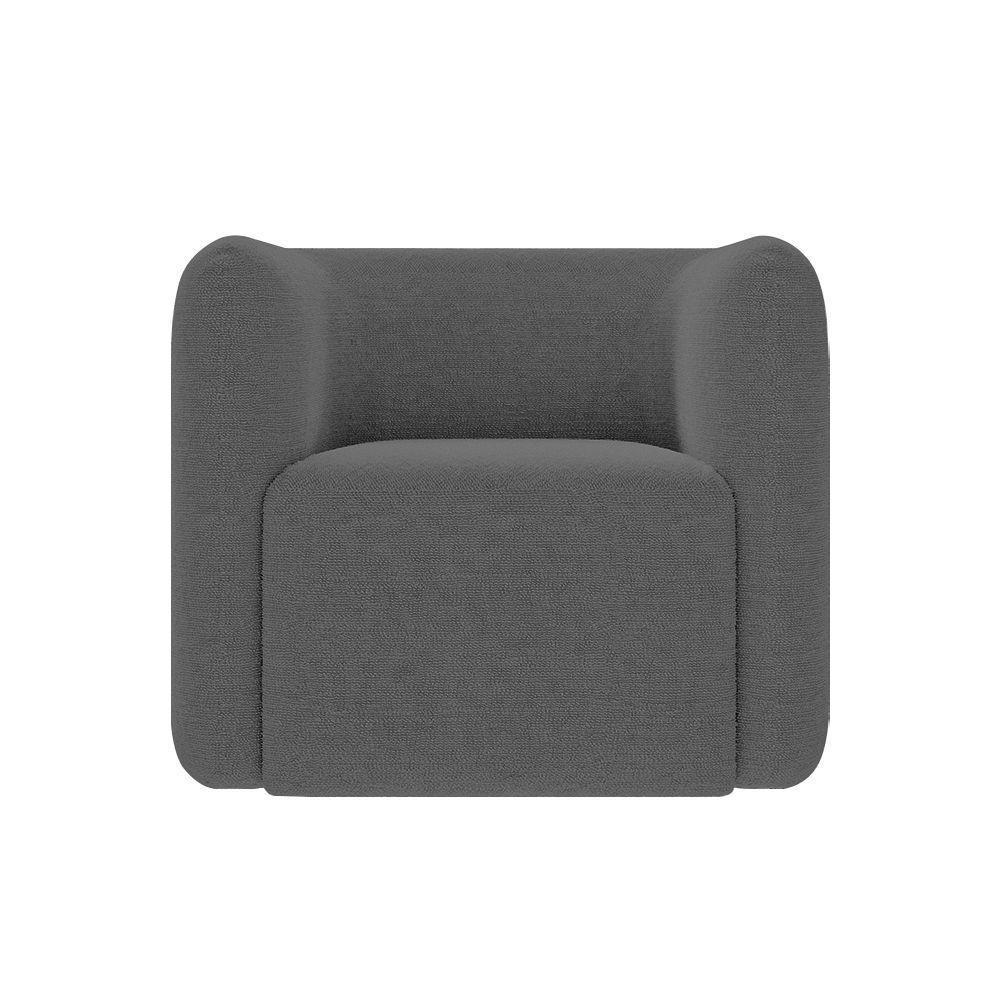 Poltrona Decorativa Sala De Estar Trinidad Base Fixa Bouclê Grafite G33 - Gran Belo - 6