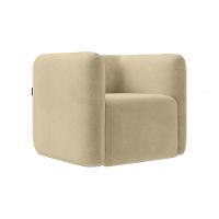 Poltrona Decorativa Sala De Estar Trinidad Base Fixa Veludo Bege G33 - Gran Belo - 2