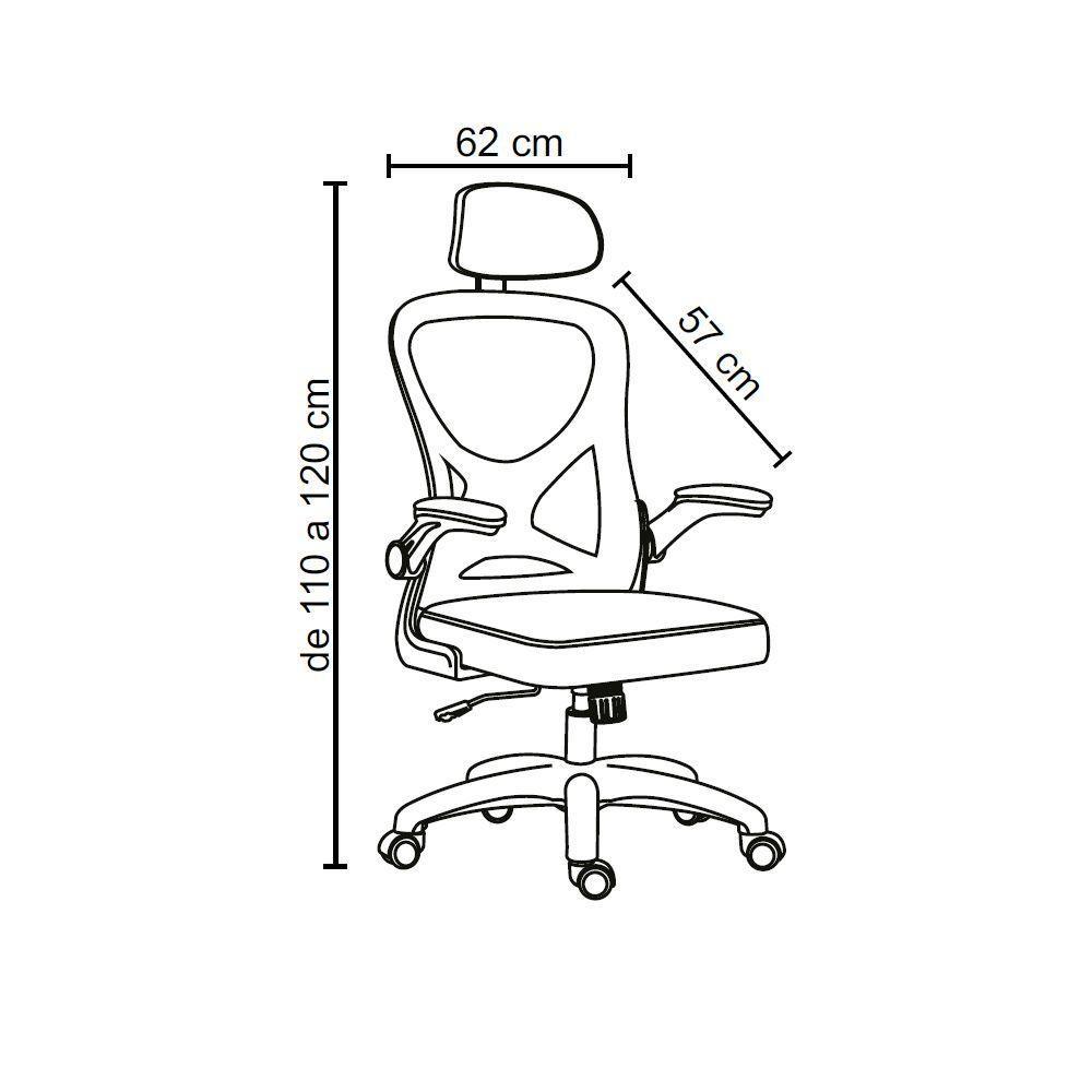 Cadeira De Escritório Office Giratória City Em Tela Mech Com Apoio De Cabeça Cinza G56 - Gran Belo - 5