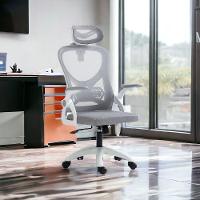 Cadeira De Escritório Office Giratória City Em Tela Mech Com Apoio De Cabeça Cinza G56 - Gran Belo - 3