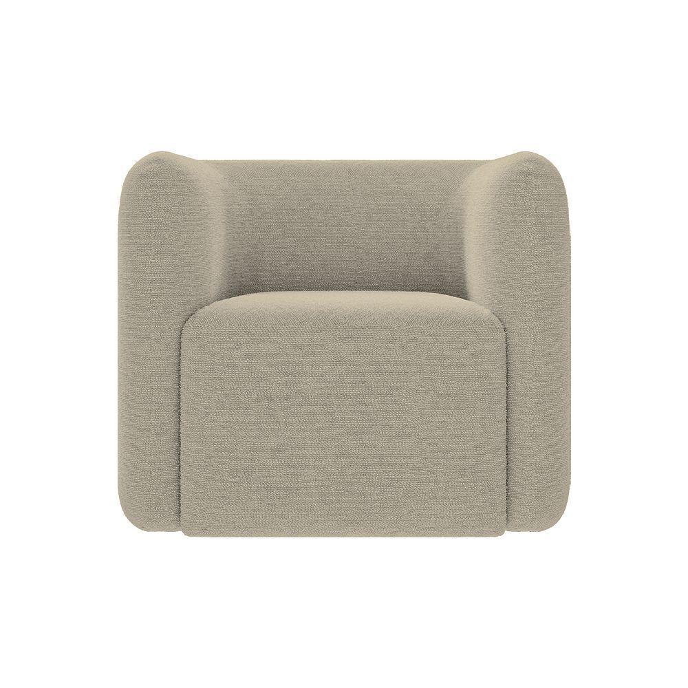 Kit 2 Poltronas Decorativas Sala De Estar Trinidad Base Fixa Bouclê Bege G33 - Gran Belo - 7