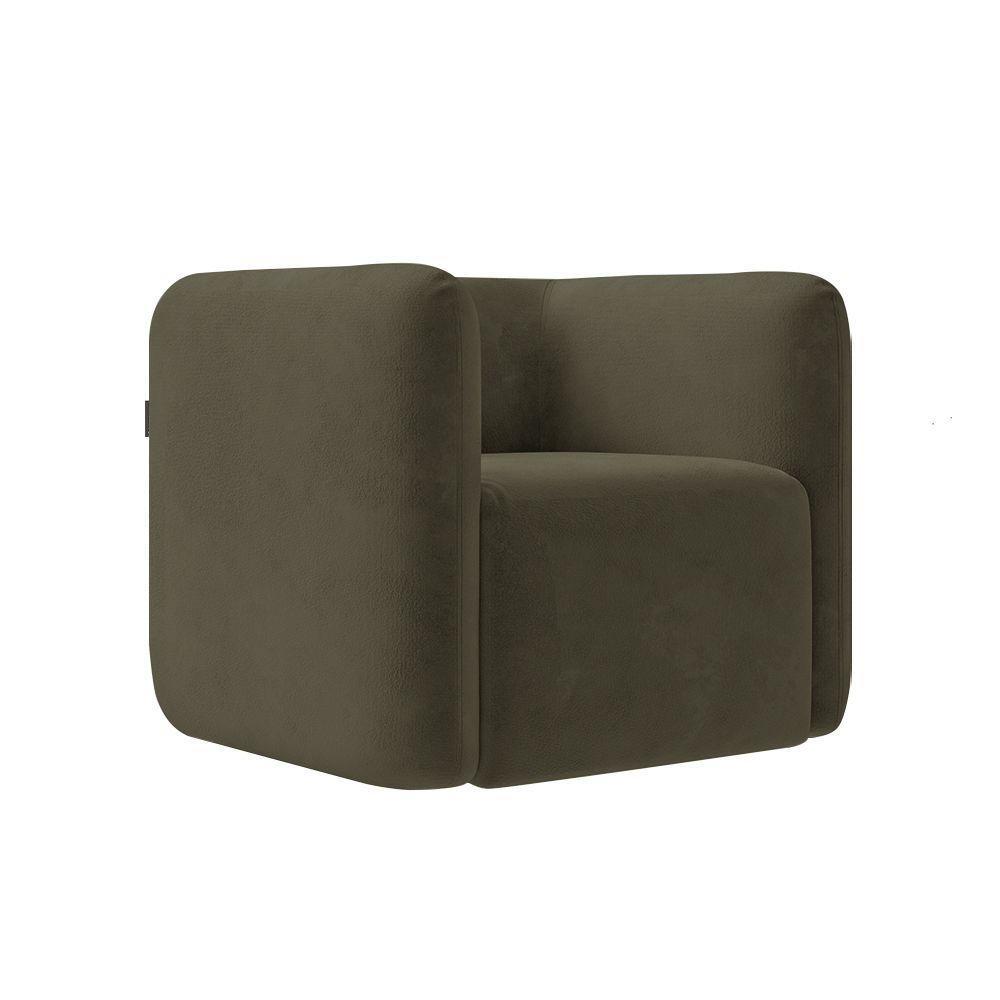 Kit 2 Poltronas Decorativas Sala De Estar Trinidad Base Fixa Veludo Castor G33 - Gran Belo - 2