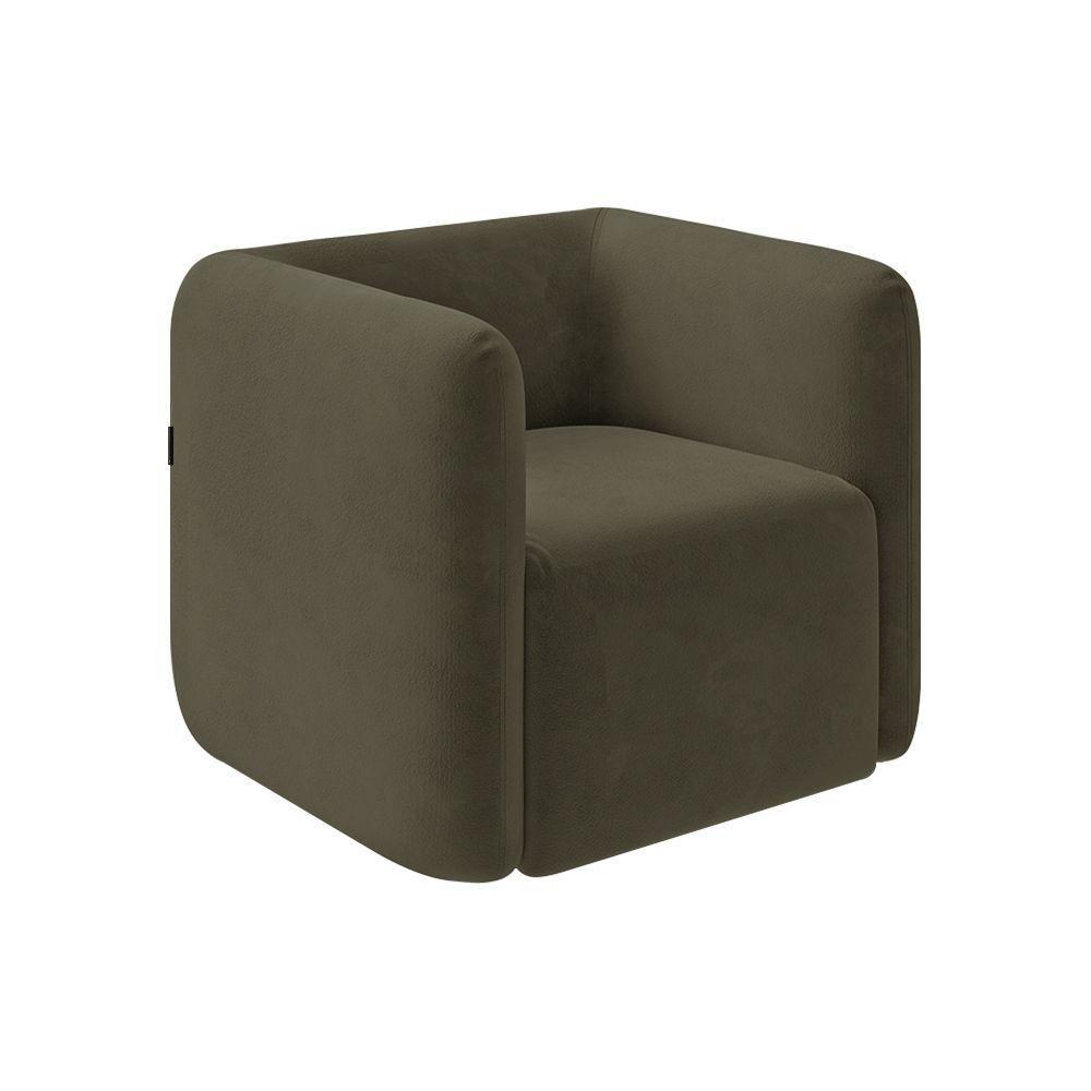 Kit 2 Poltronas Decorativas Sala De Estar Trinidad Base Fixa Veludo Castor G33 - Gran Belo - 3