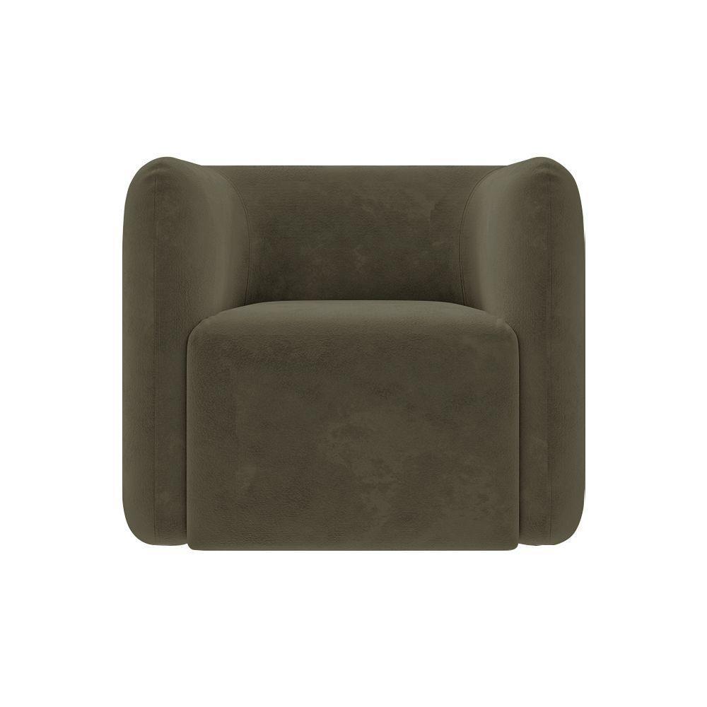 Kit 2 Poltronas Decorativas Sala De Estar Trinidad Base Fixa Veludo Castor G33 - Gran Belo - 7