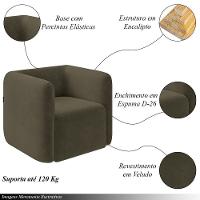 Kit 2 Poltronas Decorativas Sala De Estar Trinidad Base Fixa Veludo Castor G33 - Gran Belo - 8