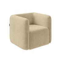 Kit 2 Poltronas Decorativas Sala De Estar Trinidad Base Fixa Veludo Bege G33 - Gran Belo - 3