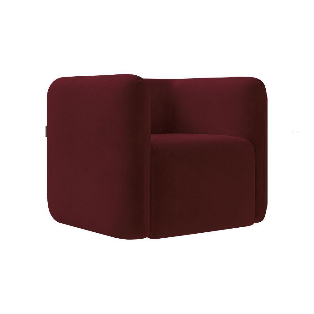 Kit 2 Poltronas Decorativas Sala De Estar Trinidad Base Fixa Veludo Bordô G33 - Gran Belo - 2