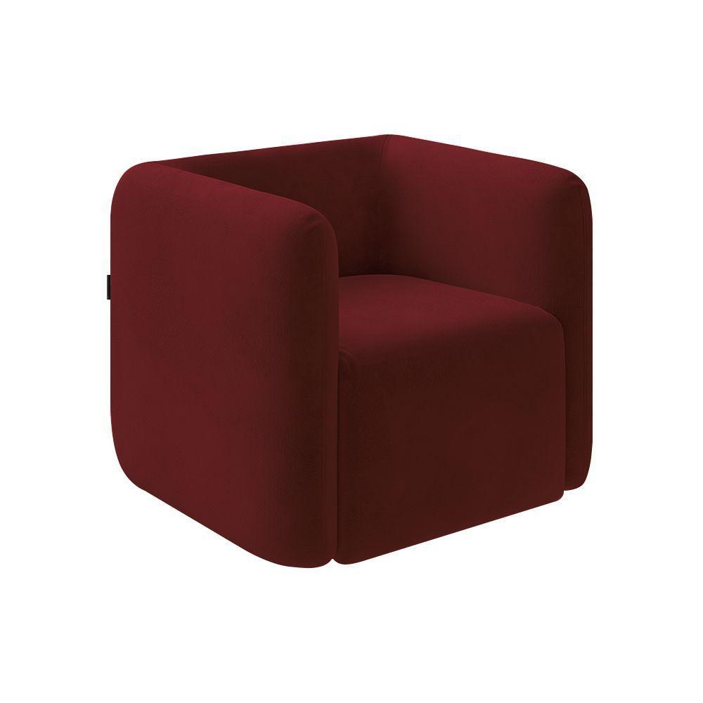 Kit 2 Poltronas Decorativas Sala De Estar Trinidad Base Fixa Veludo Bordô G33 - Gran Belo - 3