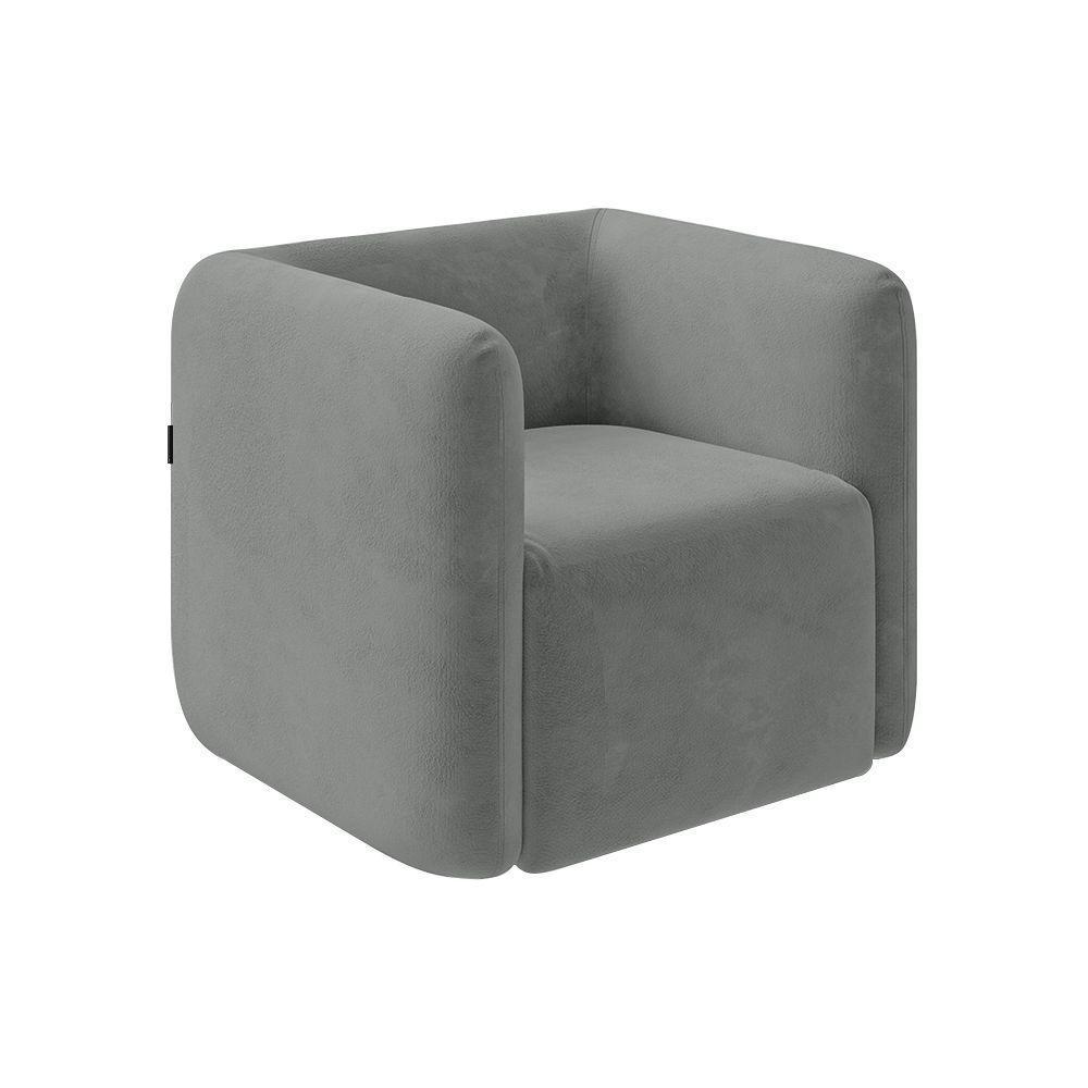 Kit 2 Poltronas Decorativas Sala De Estar Trinidad Base Fixa Veludo Cinza Claro G33 - Gran Belo - 3