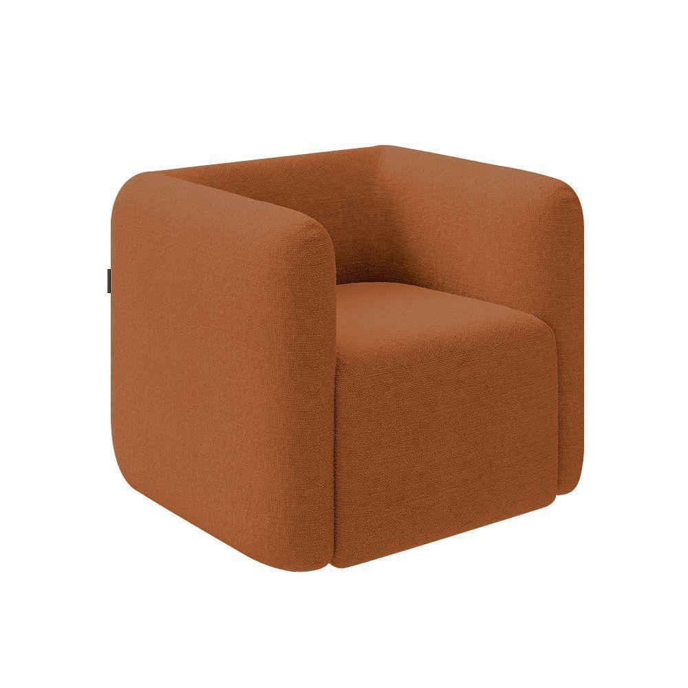 Kit 2 Poltronas Decorativas Sala De Estar Trinidad Base Fixa Bouclê Terracota G33 - Gran Belo - 3