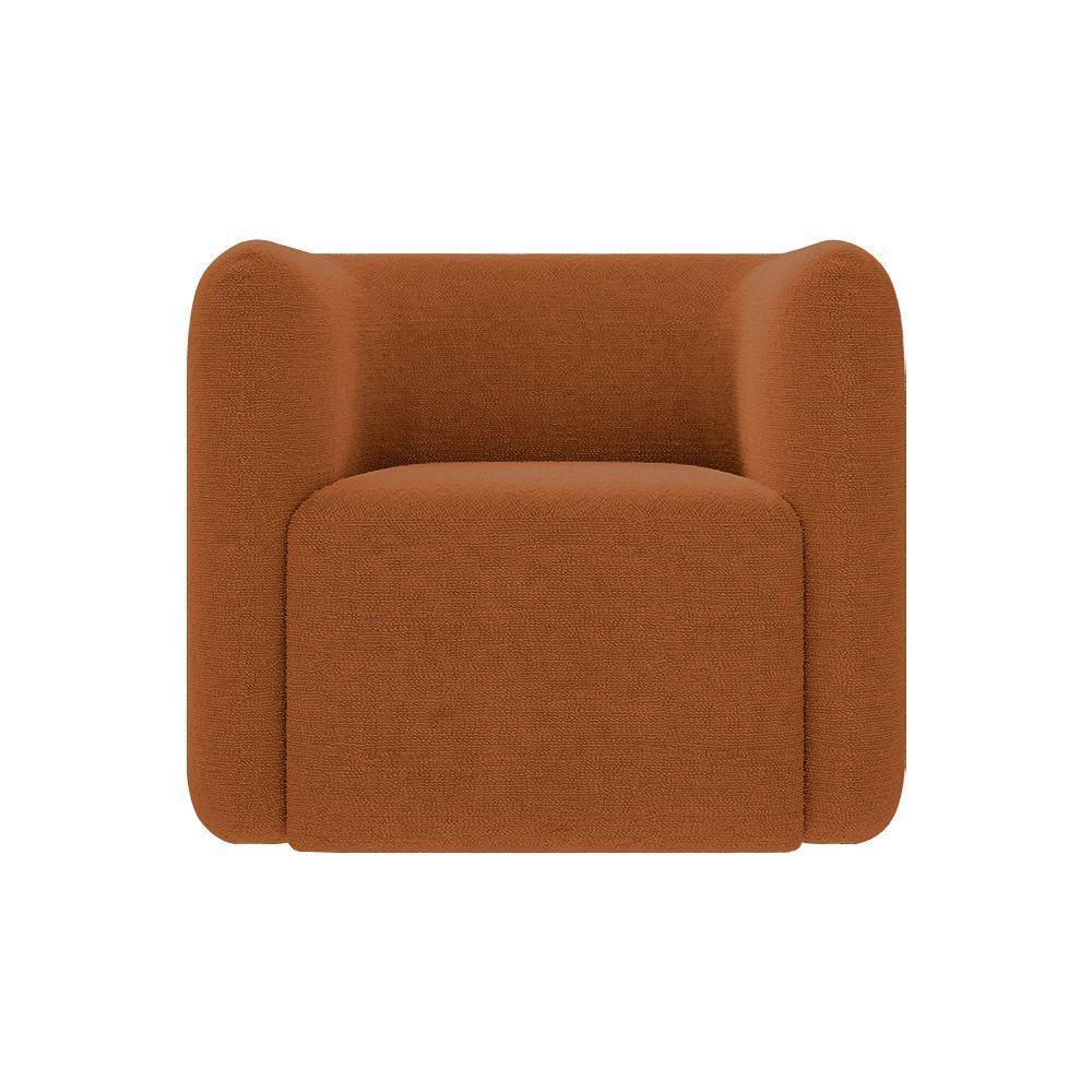 Kit 2 Poltronas Decorativas Sala De Estar Trinidad Base Fixa Bouclê Terracota G33 - Gran Belo - 7