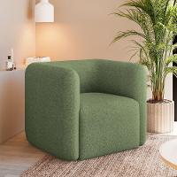 Kit 2 Poltronas Decorativas Sala De Estar Trinidad Base Fixa Bouclê Verde Oliva G33 - Gran Belo - 6