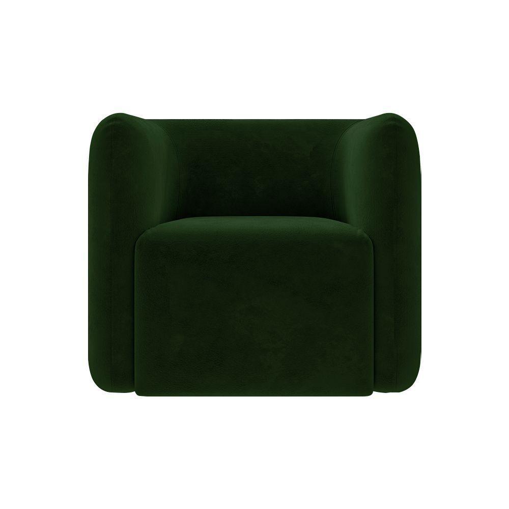 Kit 2 Poltronas Decorativas Sala De Estar Trinidad Base Fixa Veludo Verde G33 - Gran Belo - 7