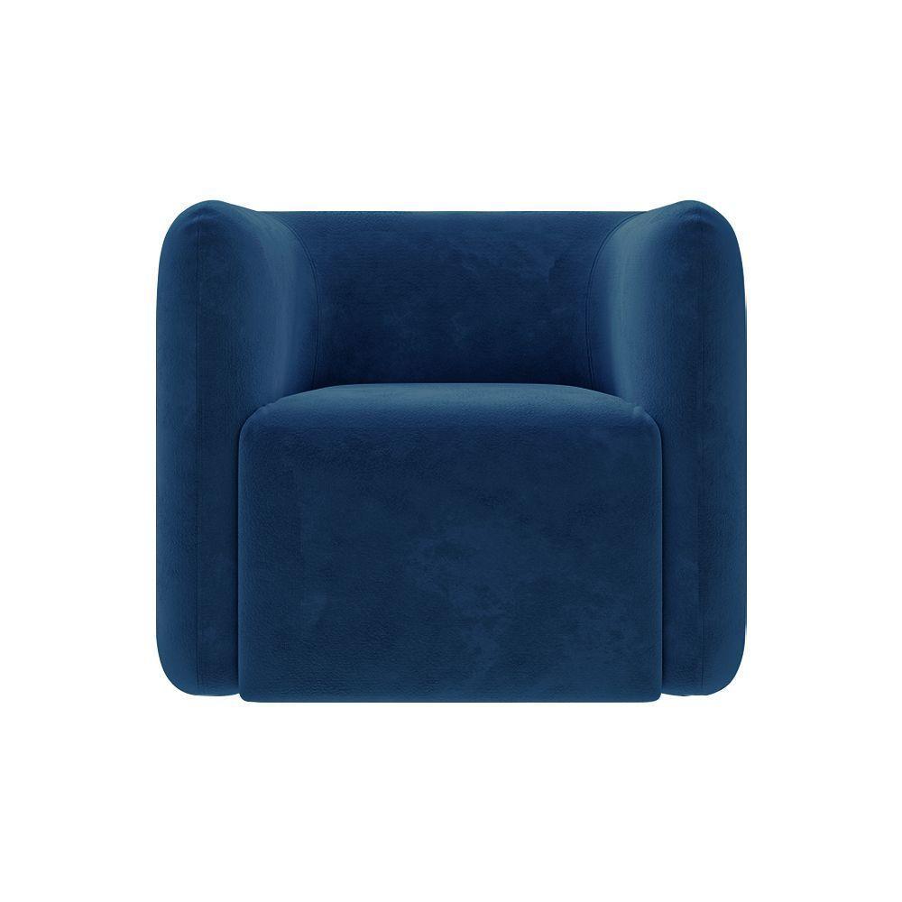 Kit 2 Poltronas Decorativas Sala De Estar Trinidad Base Fixa Veludo Azul Marinho G33 - Gran Belo - 7