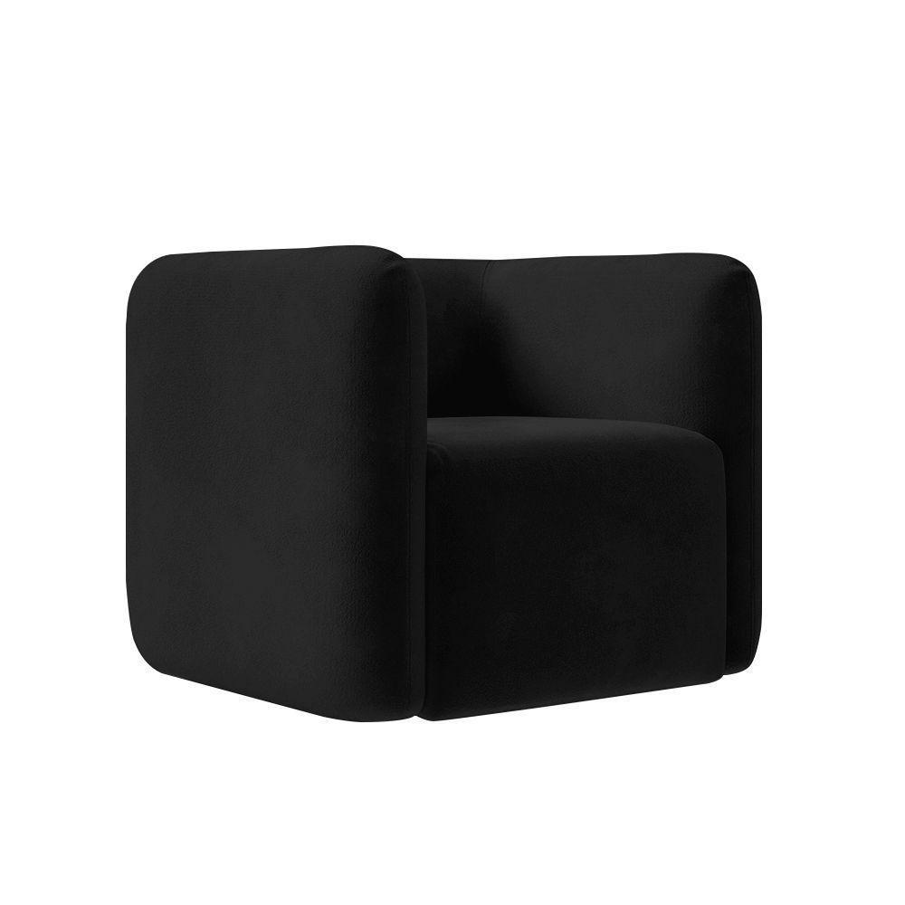 Kit 2 Poltronas Decorativas Sala De Estar Trinidad Base Fixa Veludo Preto G33 - Gran Belo - 2