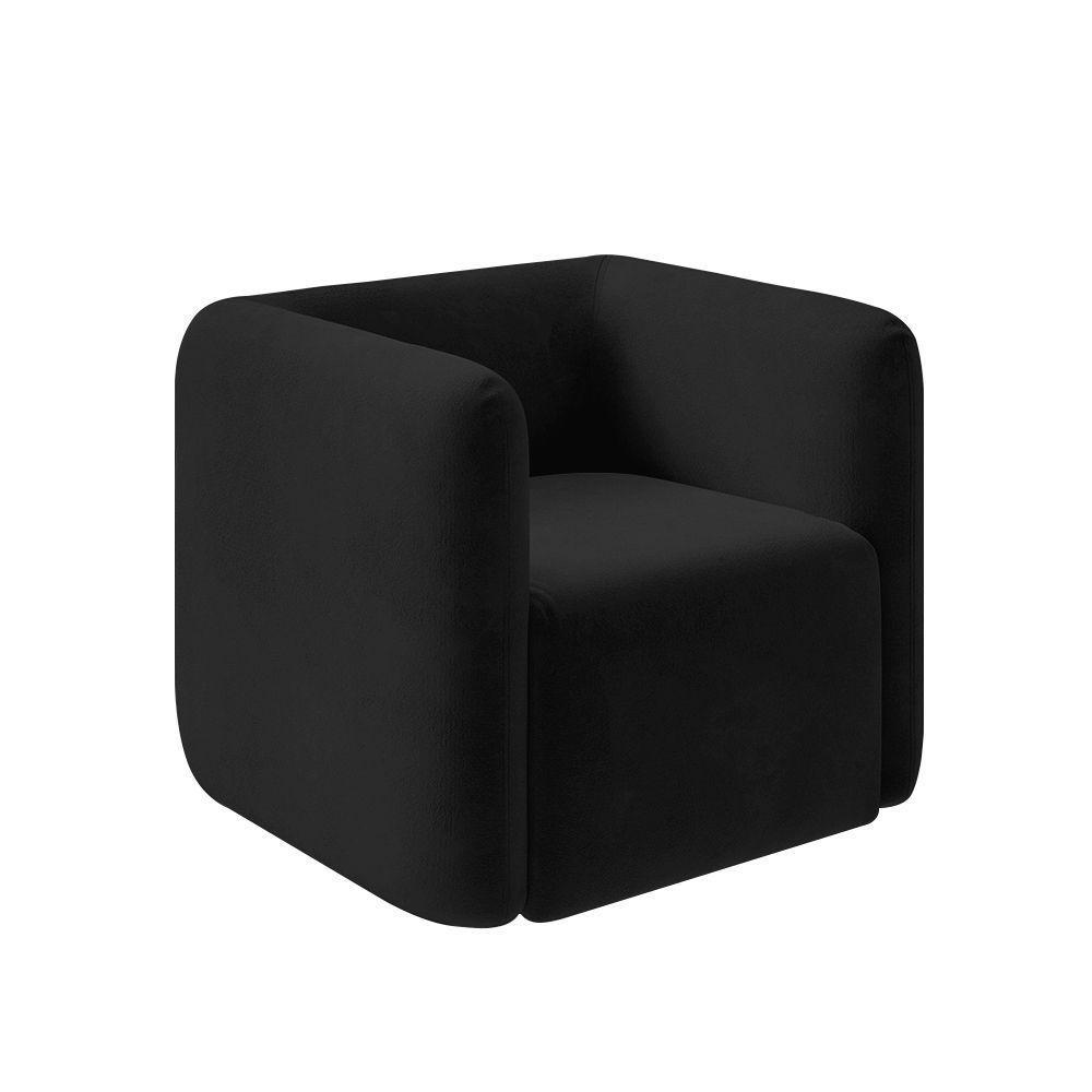 Kit 2 Poltronas Decorativas Sala De Estar Trinidad Base Fixa Veludo Preto G33 - Gran Belo - 3