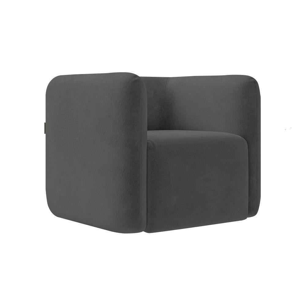 Kit 2 Poltronas Decorativas Sala De Estar Trinidad Base Fixa Veludo Grafite G33 - Gran Belo - 2