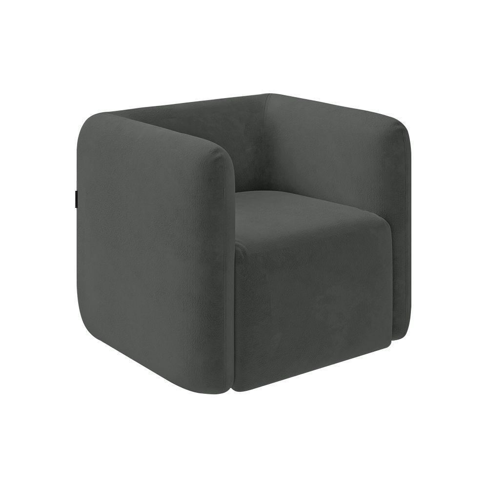 Kit 2 Poltronas Decorativas Sala De Estar Trinidad Base Fixa Veludo Grafite G33 - Gran Belo - 3