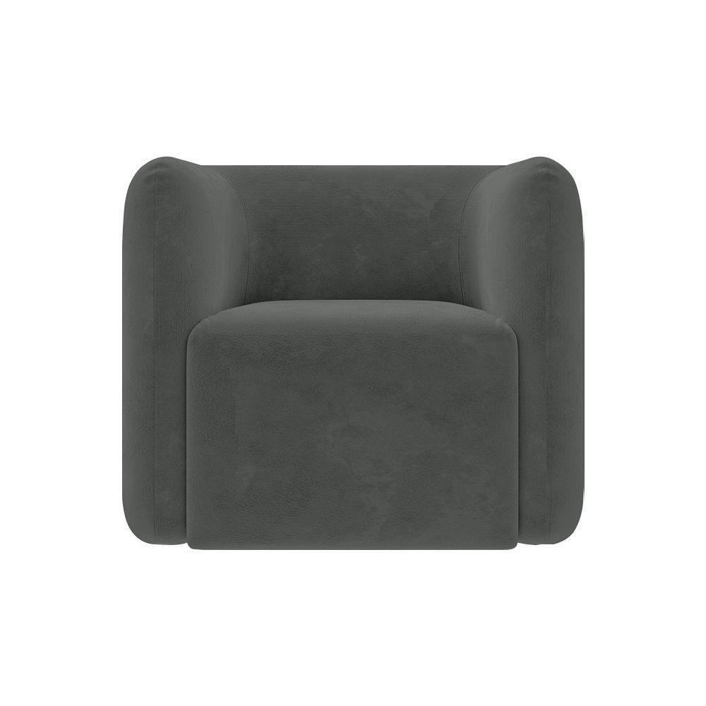 Kit 2 Poltronas Decorativas Sala De Estar Trinidad Base Fixa Veludo Grafite G33 - Gran Belo - 7