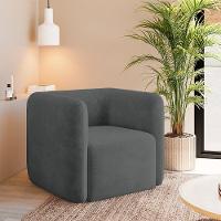 Kit 2 Poltronas Decorativas Sala De Estar Trinidad Base Fixa Veludo Grafite G33 - Gran Belo - 6