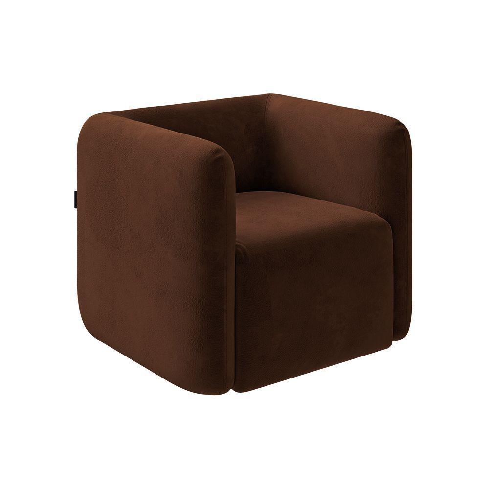 Kit 2 Poltronas Decorativas Sala De Estar Trinidad Base Fixa Veludo Marrom G33 - Gran Belo - 3