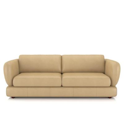 Sofá Living 3 Lugares 245cm Pés Madeira Dalian Couro Legítimo Bege G52 - Gran Belo