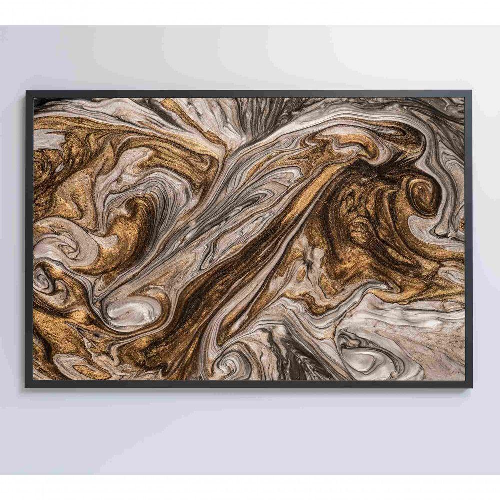 Quadro Abstrato Textura Líquida Dourada Medidas 120x80 Cm Tipo De Impressão Tecido Canvas - 2