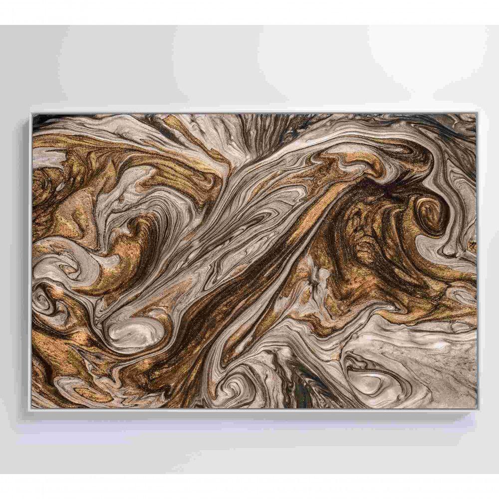 Quadro Abstrato Textura Líquida Dourada Medidas 120x80 Cm Tipo De Impressão Tecido Canvas - 3