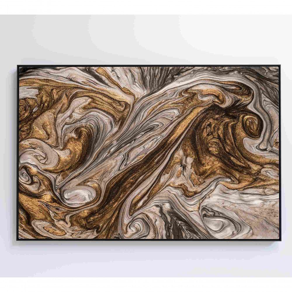 Quadro Abstrato Textura Líquida Dourada Medidas 120x80 Cm Tipo De Impressão Tecido Canvas - 4