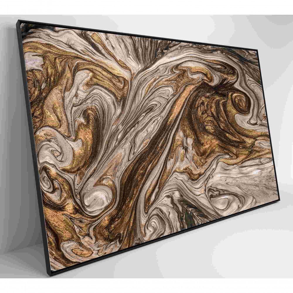 Quadro Abstrato Textura Líquida Dourada Medidas 120x80 Cm Tipo De Impressão Tecido Canvas - 6