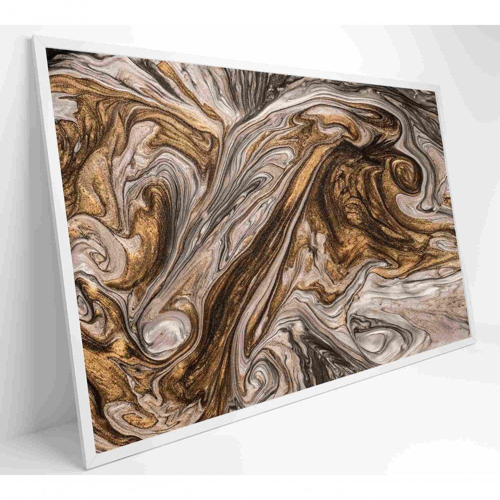 Quadro Abstrato Textura Líquida Dourada Medidas 60x40 Cm Tipo De Impressão Vidro Acrílico - 1
