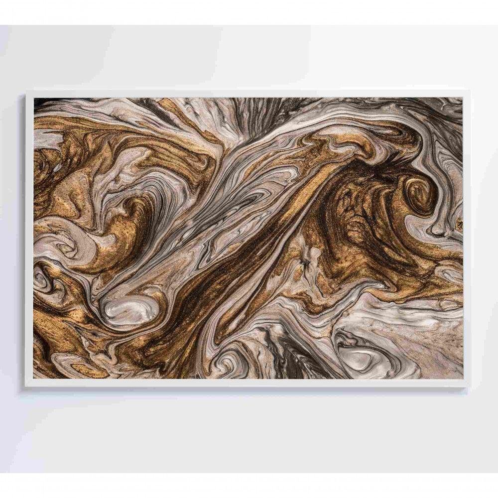 Quadro Abstrato Textura Líquida Dourada Medidas 60x40 Cm Tipo De Impressão Vidro Acrílico - 5