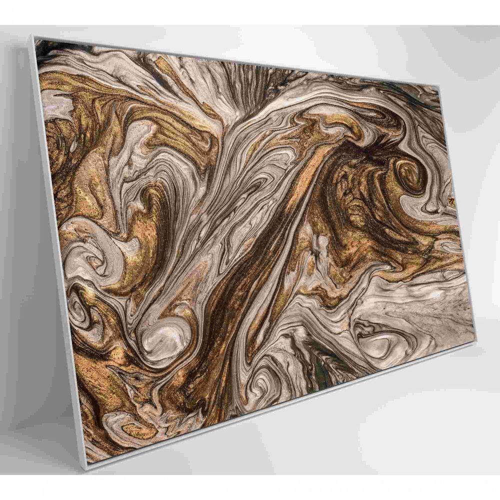 Quadro Abstrato Textura Líquida Dourada Medidas 60x40 Cm Tipo De Impressão Vidro Acrílico - 6