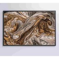 Quadro Abstrato Textura Líquida Dourada Medidas 60x40 Cm Tipo De Impressão Vidro Acrílico - 2