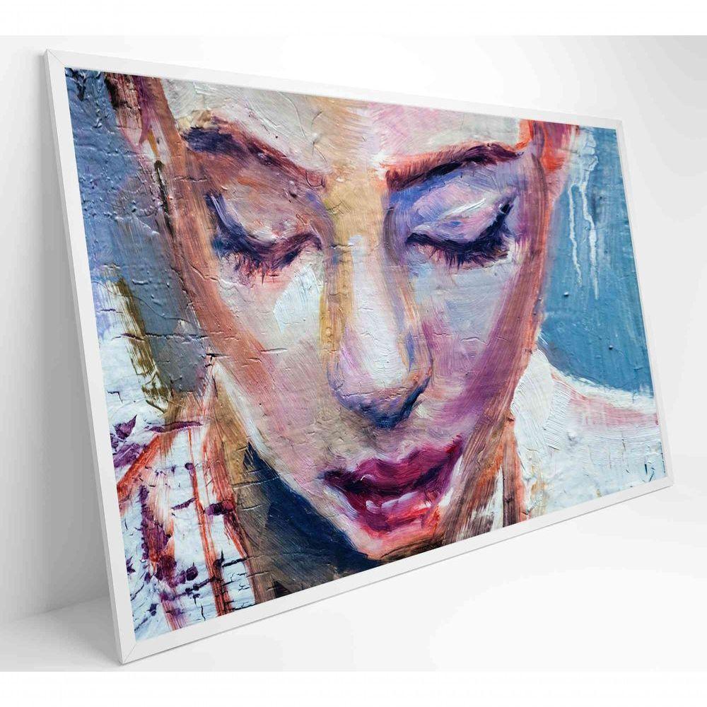 Quadro Pintura Rosto Feminino Medidas 120x80 Cm Impressão Adesivo Fotográfico - 1