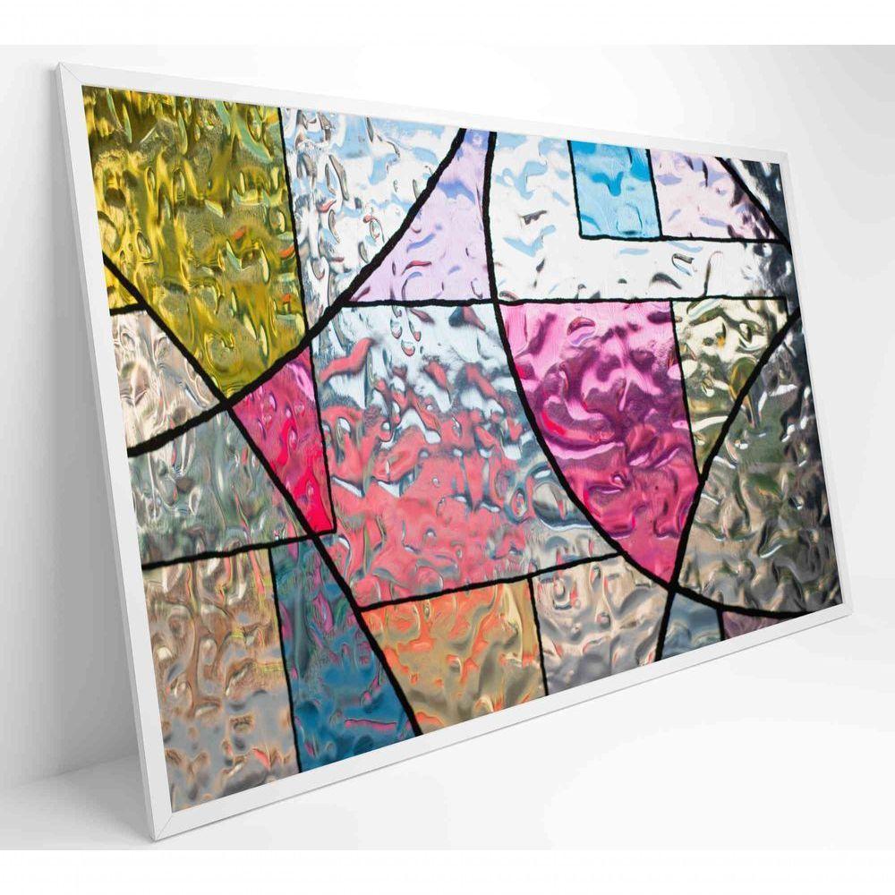 Quadro Vitral Geométrico Colorido Medidas 120x80 Cm Impressão Adesivo Fotográfico - 1