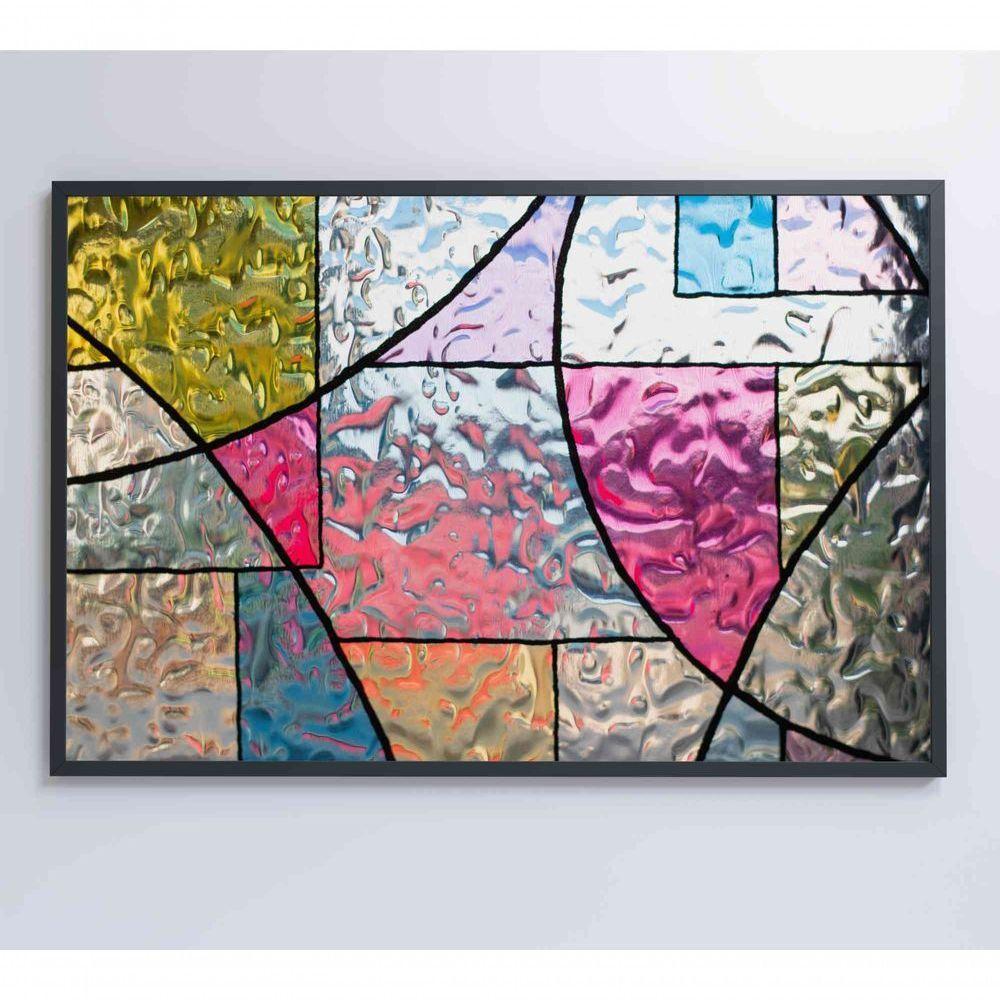Quadro Vitral Geométrico Colorido Medidas 120x80 Cm Impressão Adesivo Fotográfico - 4