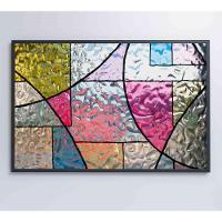 Quadro Vitral Geométrico Colorido Medidas 120x80 Cm Impressão Adesivo Fotográfico