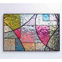 Quadro Vitral Geométrico Colorido Medidas 120x80 Cm Impressão Adesivo Fotográfico - 5